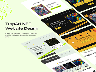 NFT Landing page design graphic design landing page modren design nft nft landing page nft marketplace nft website scribbles scrrible design uiux design website design yellow