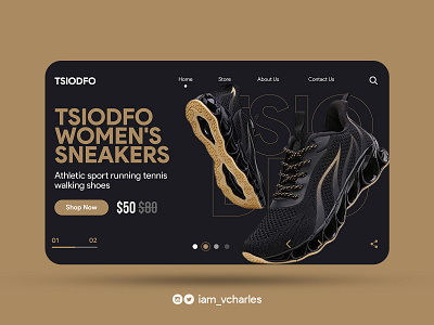 Tsiodfo Sneakers Landing Page UI Design brand brand design branding design graphic design illustration landing page design sneakers landing page design ui uiux ux vector web design