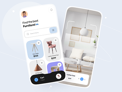 Furniture e-commerce App app app design chair clean clean ui design design ecommerce furniture furniture app iamhosenrahman interior minimal minimalist mobile mobile app product design property shop table web design