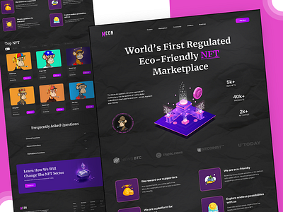 Mcon NFT - Landing Page Website 🔥 ape nft blockchain cryptoart bitcoin cryptocurrency design elegant graphic design homepage landing page nft nft marketplace nft ui nft web trendy typography ui ux web design website