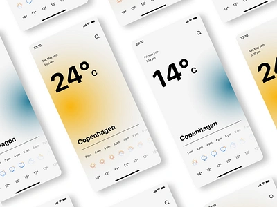 Temperature-colored weather app design app colour design gradient typography ui weather