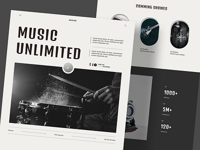 Music band landing page. branding design landingpage minimal music music band typography ui uiux user experience design user interface design ux web