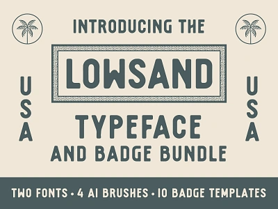 Lowsand Vintage Font Bundle badge badge design badge kit beach badge beach font california grunge font hand drawn handmade font illustration lanai lowsand nienowbrand retro typeface stipple type design typeface typography vintage font