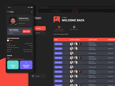 Health & Fitness Web App Dashboard dashboard fitness health ui wireframe