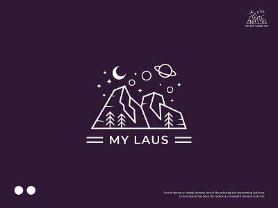 My Laus Mountain line art logo design adventure galaxy graphic design hiking line art logo logo minimal moon mountain night adventure outdoor logo travel logo