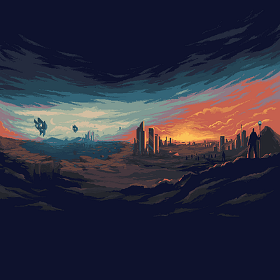 Burnin Sunrise environment illustration pixelart