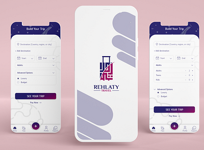 UI/UX app design "Rehlaty" app branding categories homepage loyalty map my profile package payment tour trip ui wallet