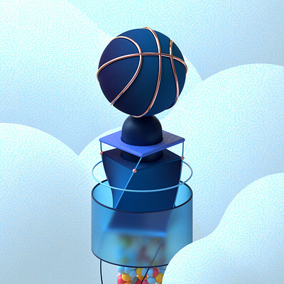 Basketball trophy 36days 36daysogtype 3d ball basket basketball chill color colorful cute design dribbble i illustration letter logo smooth sport swish trophy