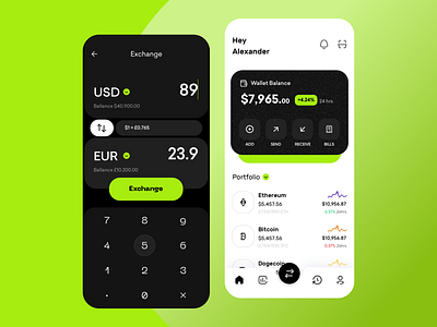 Cryptocurrency App banking bitcoin branding coins crypto currency design finance investment light mobile simple swap trade ui ux wallet