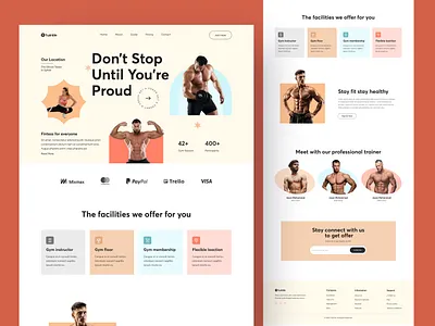 Fitness Landing page design clean ui colorful concept design exercise fitness gym header design homepage landing page design landingpage modern design ui uiux web design website desigb workout