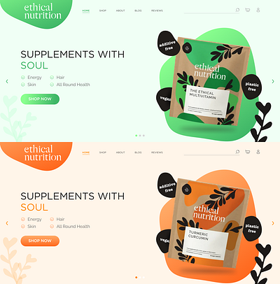 Ui Design for the Hero banner - Nutrition supplements Website banner branding design figma graphic design green header health hero hero section illustration medicial mockup nutrition orange photoshop product ui vector website