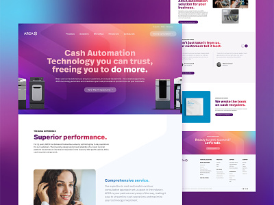 Cash Technology Web Design automation bank banking cash colors finance financial gradient homepage landing page money oem retail technology ui ux uxui web design website