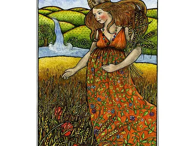 The Empress from The Mythic Tarot branding design empress illustration logo mythic tarot rustic tarot cards tarot pack