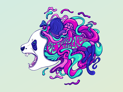 panda band design - cool tones 80s 90s animal branding colorful design dynamic funky graphic design hippy illustration neon nostalgia nostalgic panda psychedelic retro trend trendy trippy