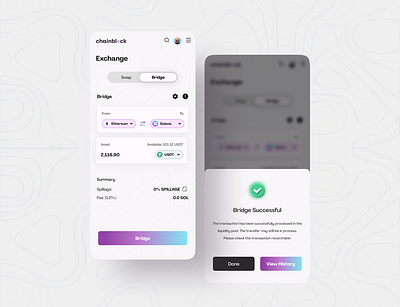 Cross-chain bridge mobile app appdesign blockchain bridge crypto cryptocurrency dashboard design nft ui uidesign uiux ux web3