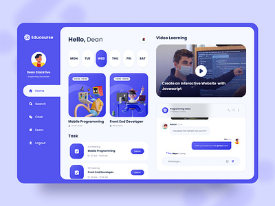 Educourse - Online Course Dashboard Design Exploration course dashboard ui front end interface learning app logo logo design online course online learning product design stacktive stacktive studio ui web app web interface