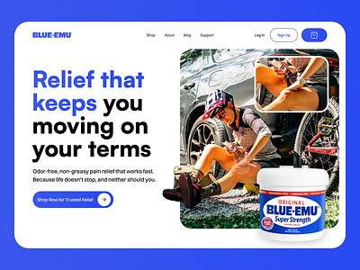 Blue-Emu Website Redesign branding checkoutflow design healthcare ecommercedesign ecommerceux figma design healthcare healthcareui landing page minimaldesign moderndesign onlinestore painrelief ui uidesign uiux design userexperience uxdesign website design wellnessbrand