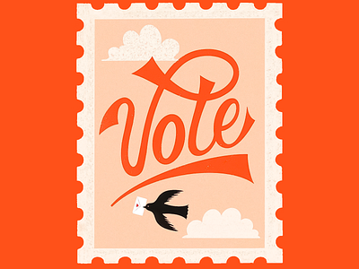 Vintage-inspired Orange Poster Design beautiful typography bird symbol bird with a letter bright design clean design colorful design flying bird insparation inspire orange orange palette orange poster poster poster design typo typography vintage vintage inspired vote voting insparation