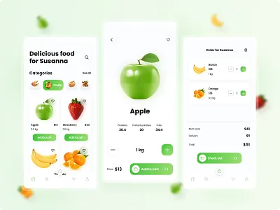 Food delivery application app delivery design food fruits mobile ui ux