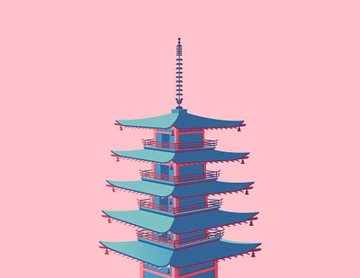 Japanese Temple 2d asia illustration illustrator japan japanese temple procreate temple