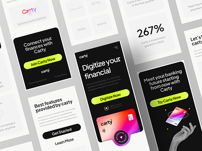 Carty - Digital Banking Responsive Page Website bank banking app design digital banking finance finance app fintech home page landing page mobile banking mobile website responsive responsive layout responsive website ui ux web web design website website design