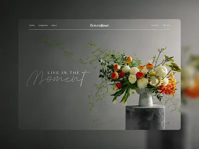 Flowerdose - header design agency banner blur brand dark design flower header minimal product typography ui ui design ui ux webdesign website design