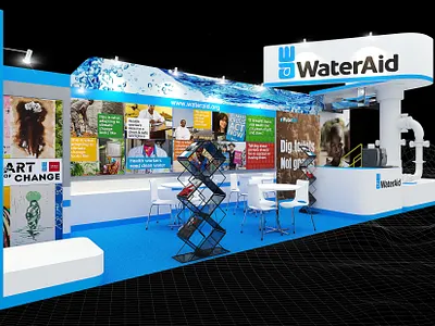 Water Aid 3x10 Exhibition Booth 3d 3x10 back backdrop booth branding charity clean design display event exhibition fair nonprofit pipe product render show space water