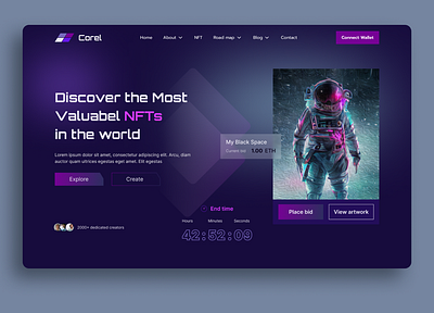 NFT website UI hero section landing page nft header section nft marketplace nft web design nft website nft website ui web ui web ui ux
