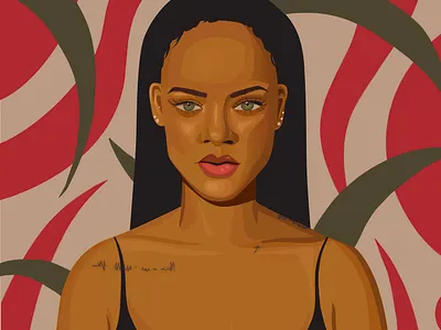 Rihanna Portrait fan art flat illustration graphic design illustration illustrations portraiture procreate realism realistic portrait rihanna vector vector portrait