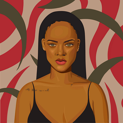Rihanna Portrait fan art flat illustration graphic design illustration illustrations portraiture procreate realism realistic portrait rihanna vector vector portrait