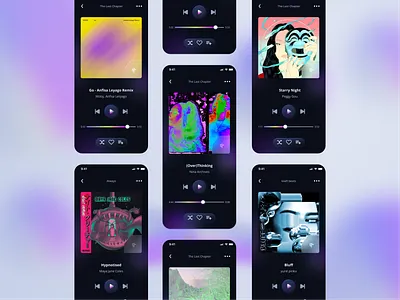 Dark Mode Music Player Concept App audio app daily ui dailyui009 dark mode design glassmorphism mobile music app music music app song song player ui