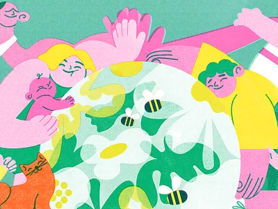 Love and unity illustration risography