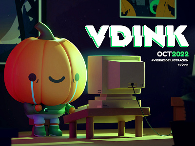 VDINK - Invitation 3d blender character conceptart cute cycles halloween illustration lighting photoshop pumpkin visualdevelopment