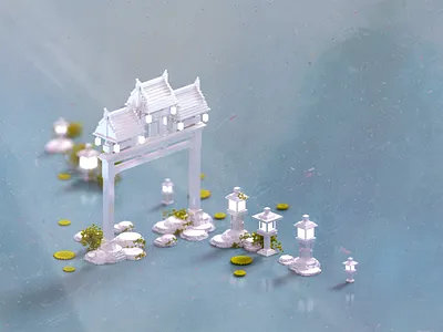 Gate 3d architecture gate illustration render voxel voxelart