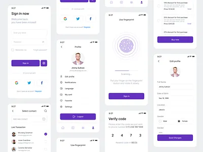 Fimo - Finance Mobile App authentication balance bank bank app banking card clear finance finance mobile financial fingerprint login mobile mobile app mobile design profil sign up ui ui design ux