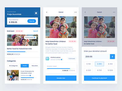 Crowdfunding Mobile App app design campaign charity charity app crowdfunding crowdfunding app design app donate donation funding fundraising fundraising app mobile mobile design mockup non profit ui ui design uiux ux