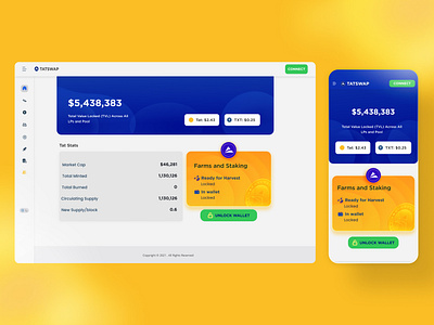 Tatswap Webapp binance block chain branding dark mode decentralized exchange defi responsive design uiux web design web3