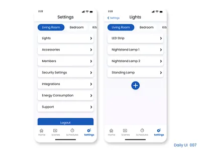 DailyUI 007 Settings app app design dailyui mobile ui