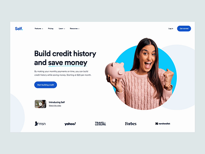 Self animation clean concept design finance fintech home home page landing landing page light minimal money protopie strv strvcom ui ux web website