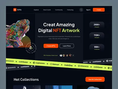 Enfts - NFT Marketplace Website bitcoin blockchain crypto art cryptocurrency digital nft landing page metaverse minimal nft art nft artwork nft marketplace nft ui nft website pixency ui ui design ux ux design website
