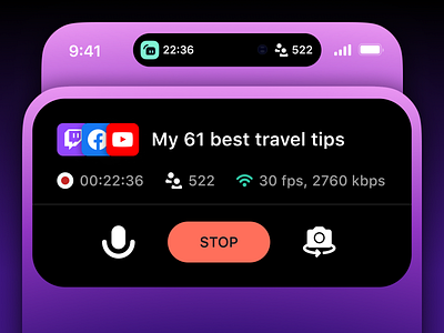 Dynamic Island for Live Streaming Mobile App apple apple ios design dynamic island innovations ios live streaming mobile app mobile design product design streaming ui ux