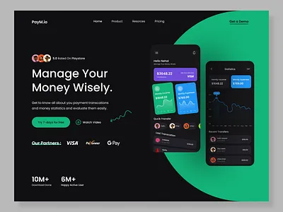 Finance Landing page. business clean credit crypto crypto currency debit debit card defi features finance landing financial ui financial website fintech fintech website homepage saas landing page simple uiux web web ui
