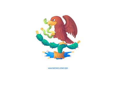 Mexico's coat of arms aztecs cartoon character children coat of arms culture cute eagle escudo nacional illustration kidlitart kids mexican flag mexico prickly pear procreate snake