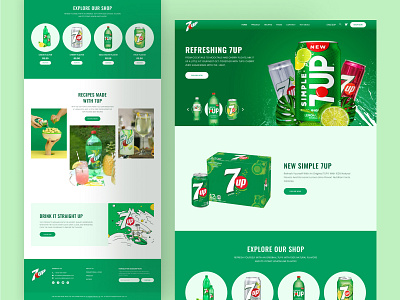 7Up Company Web UI Redesign 7up beverage bottle brand designer coke cola drink drink websites e commerce landing page pepsi product redesign redesign concept soda soft drink ui uiux web design website