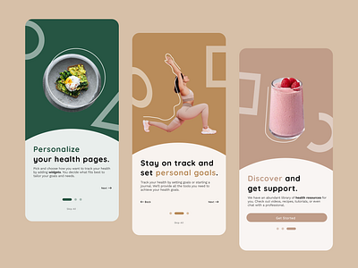 Onboarding Mobile UI Design - Health & Wellness App app design fitness app graphic design health health app illustration minimal onboarding onboarding screens typography ui ux wellness app