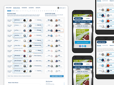 Football Pick'em Website Design brand refresh branding design football design saas design software design ui design uxui web design