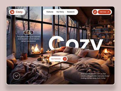 Cozy. | Web Design Concept app branding concept cottage cozy design graphic design illustration mobile design navigation online booking ui uiux user interface ux vector warm web design winter