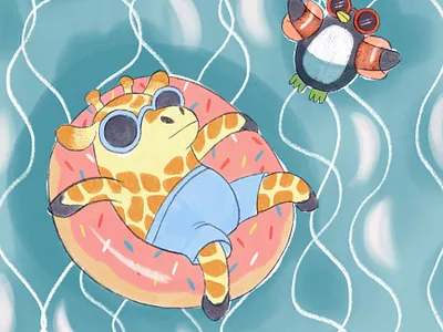 Wild Wild Time - inspired by a song animal children funny giraffe illustration octopus penguin picturebook pig