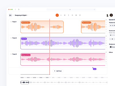 Podcast Editor | Light Mode ✨ app audio audio editor clean collaborative dashboard design edit editor interface minimal panel tool ui ux web web app web application design webapp