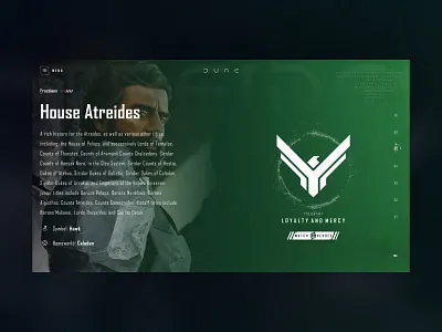 Dune Universe - House Atreides concept design dune fantasy galaxy sci fi space ui ux web webdesign website